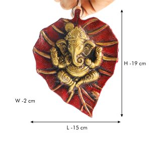The Divine Tales Patta Ganesh wall hanging | Lord Ganesh on leaf decorative showpiece for home or office decor